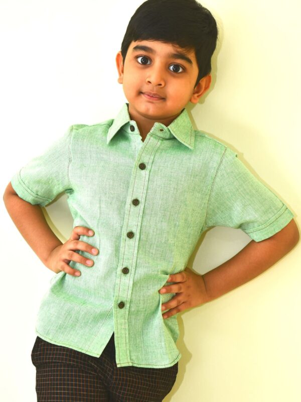 Khadi Light Green shirt for boys