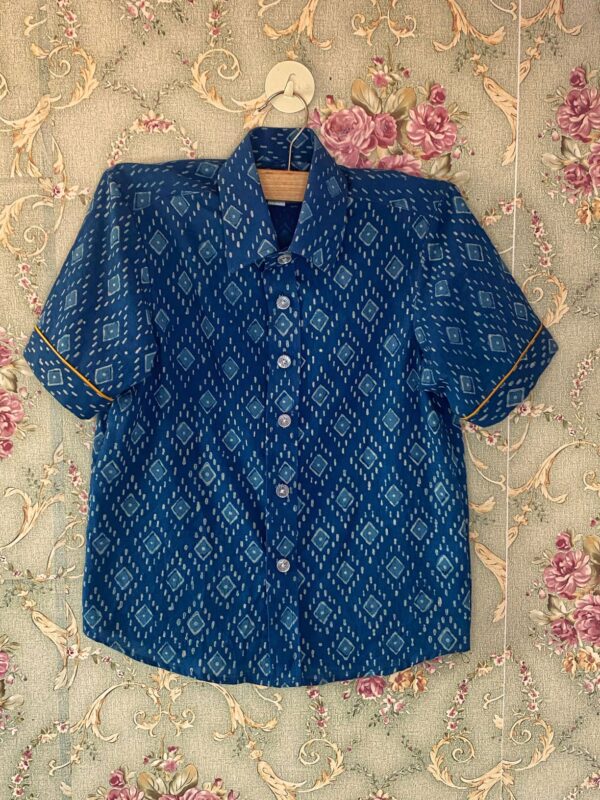 Blue shirt in Indigo handblock prints