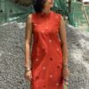 Handloom red kurta for women