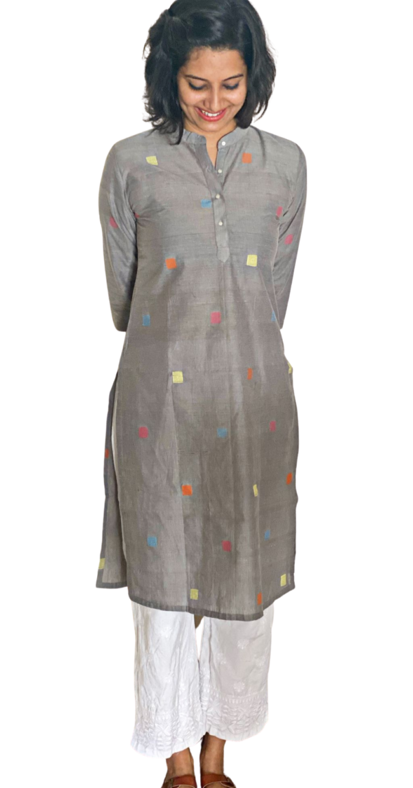 Grey kurta for women in handloom