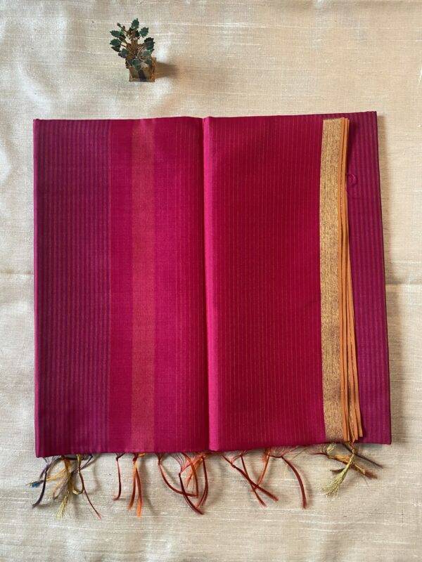 Rani pink saree in bamboo silk