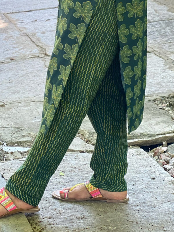 Green Hand Block printed pants