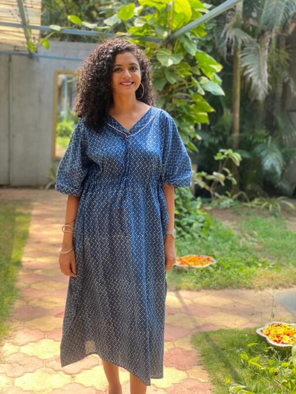 Indigo printed kaftan1