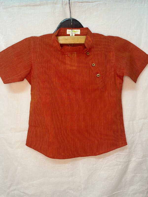 Orange Handloom Kurta Shirt for Boys