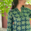 Bottle Green Kurta in Handblock prints