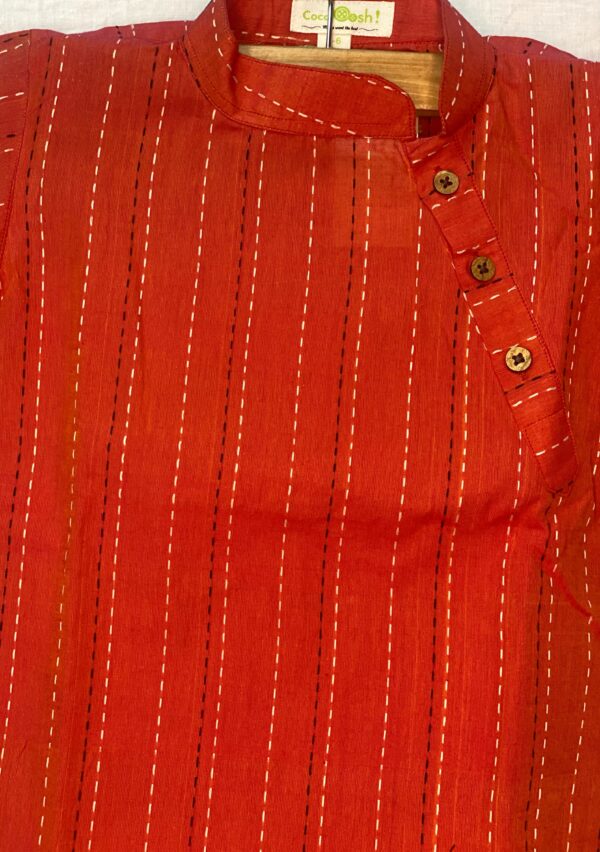 Handloom red kurta shirt for boys