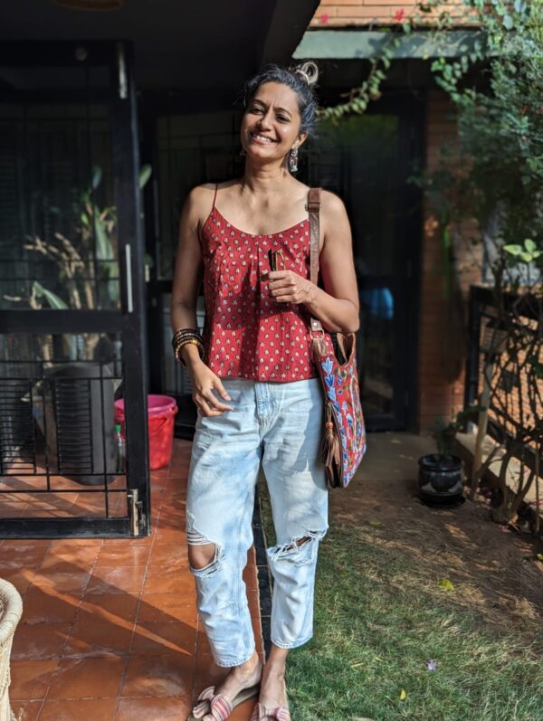 red cami top