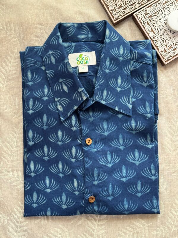 Indigo cotton shirt for men