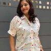 White mul cotton shirt with delicate prints