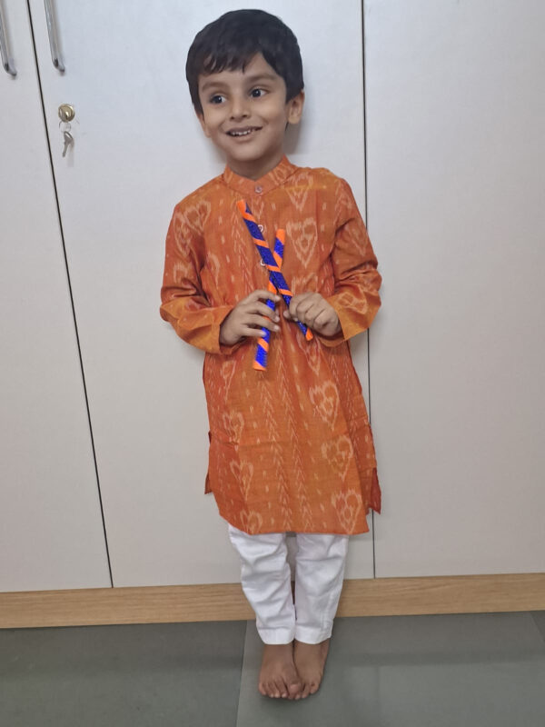 Orange ikkat kurta for boys