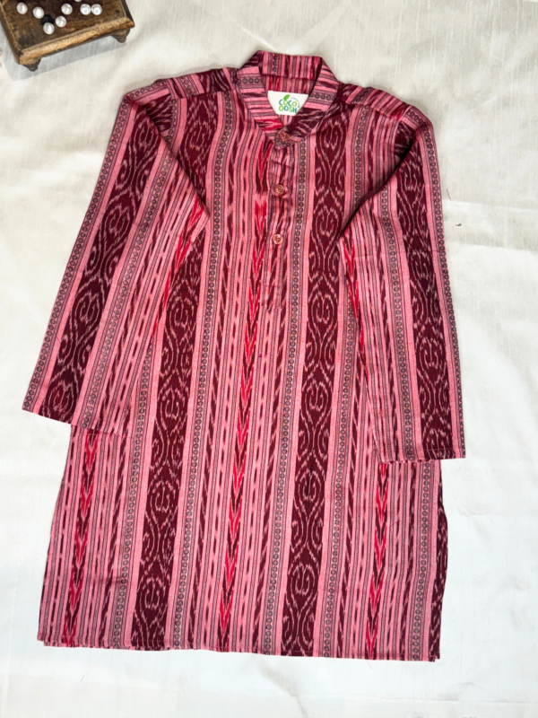Pink and Maroon sambalpuri ikkat kurta for boys