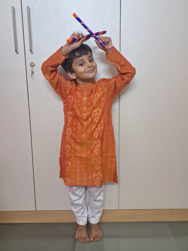 Orange ikkat kurta for boys