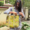 yellow quilted cotton tote bag