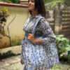 Blue quilted cotton tote bag