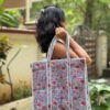 Lilac quilted cotton tote bag