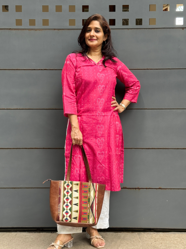 Pink ikkat kurta, sambalpuri ikkat kurta